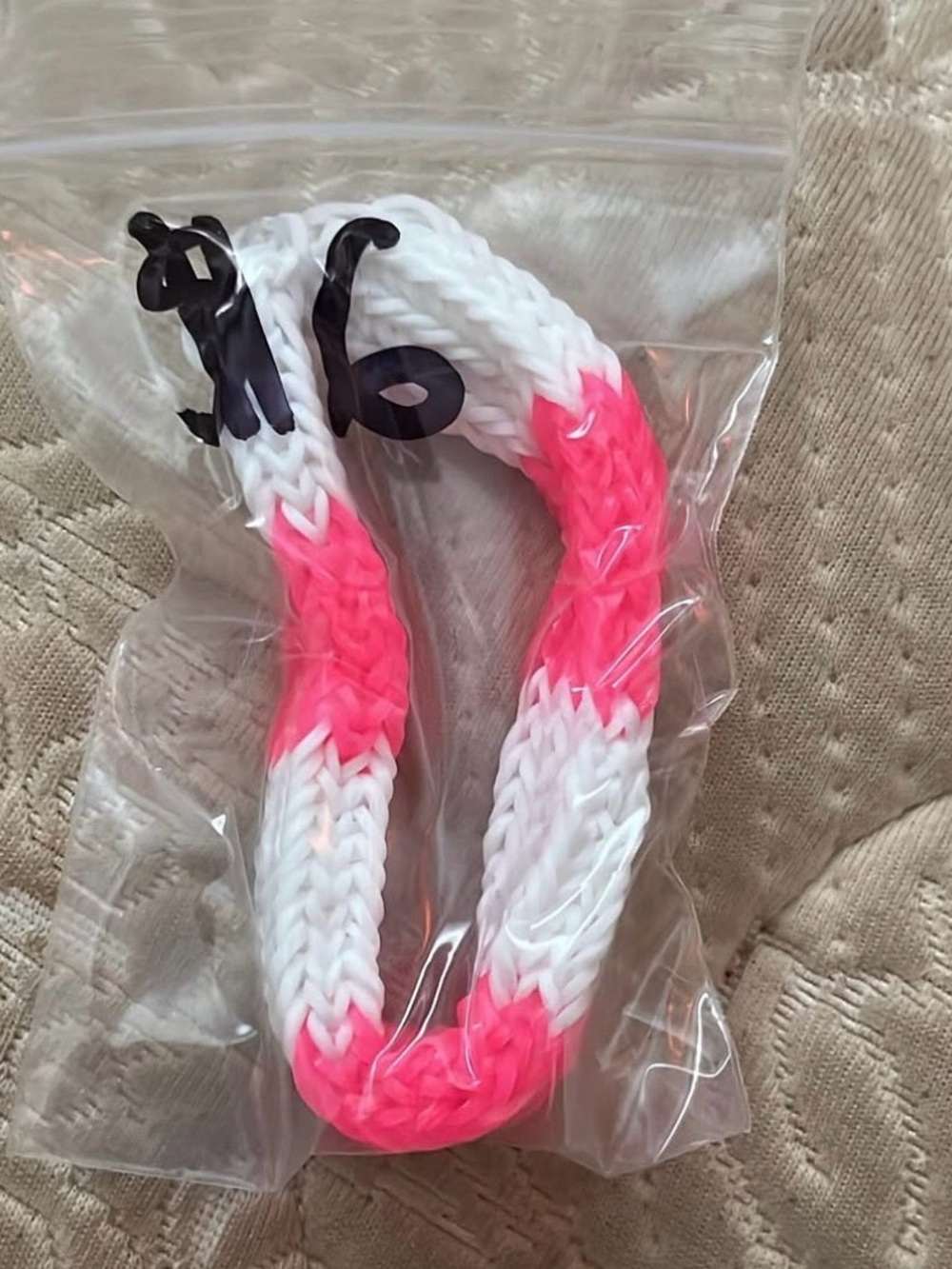 Handmade White and Pink Braided Bracelet